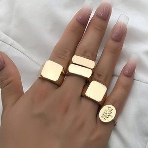 Modern Gold‎ Mixed 5PC Ring Set Modern Gift Luxury Fun